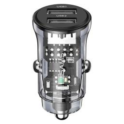 Cargador Auto Mini   2 USB A  Transparente/Negro  CC162  USAMS
