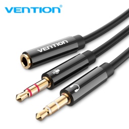 Cable de Audio   2x3 5 mm a 3,5 mm Macho/Hembra / 0,3M / Negro  BBTBY  Vention