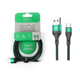 Cable de Datos ROCA   RUDE  USB A a USB C  200cm  3A  Verde  721386