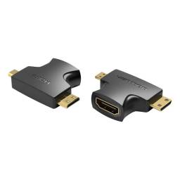 Adaptador 2 en 1 Mini HDMI y Micro HDMI a HDMI  Macho/Hembra / Negro  AGFB0  Vention