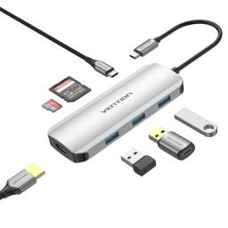 Estaci�n de Acoplamiento 7 en 1   USB-C a HDMIUSB 3.0x3SDTFPD  Gris  0.15M  TOJHB  Vention