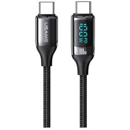 Cable de Datos   USB C a USB C  PD 100W  3M  Negro  Con LCD  Carga Rpida  SJ559  USAMS