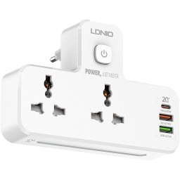 Cargador Pared SC2311   c2 Enchufes  Dual QC3.0+USB PD  Blanco  LDNIO