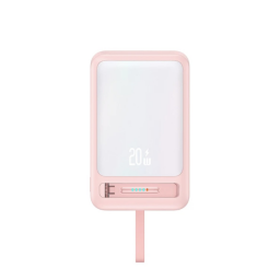 Power Bank Magntico cSoporte   10.000mAh  Carga Inalmbrica  Cable Tipo C  Rosado  CD219 USAMS