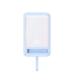 Power Bank Magntico cSoporte   10.000mAh  Carga Inalmbrica  Cable Tipo C  Celeste  CD219 USAM