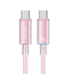 SJ660   Cable de Datos Transparente  USB C a Tipo C 100 W  1.2M  Rosado  USAMS
