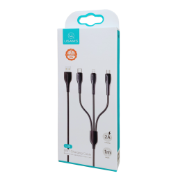 Cable de Carga U38   3 en 1  66W  USB  microUSB / USB C / Lightning  1M  Negro  SJ374  USAMS