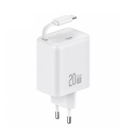 Cargador Pared   20W PD  Cable Retractil Tipo C  Blanco  CC233  USAMS