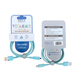 Cable de Datos ROCA   VITACOR  USB a  Micro USB  TPE/2.1A/100cm  Celeste