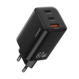 Cargador Pared   67W USB A + 2 USB C GaN  Carga Rpida  Negro  CC265  USAMS