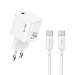 Cargador Pared   20W  Tipo C a Tipo C  Carga Rpida  Blanco  JO04  USAMS
