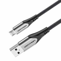 Cable Trenzado USB-A a Micro USB-B   MachoMacho  3A  1M  Gris  COAHF  Vention