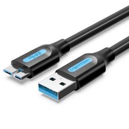 Cable USB 3.0 USB-A a Micro USB-B   MachoMacho  0.25M  Negro  COPBC  Vention