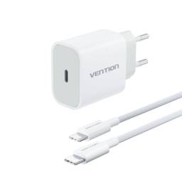 Cargador de Pared 1 USB-C   USB-C a USB-C  20W / Cable 1M / Blanco  G12W0-EU  Vention