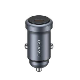 Cargador Auto USB C/PD   30W  Aluminio  Gris  CC321  USAMS