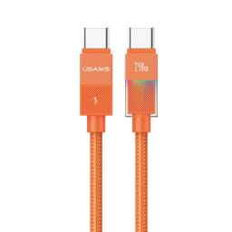 Cable de Datos USB C a USB C SJ775   240W  1.2m  Luces de Colores  Anaranjado U93  USAMS