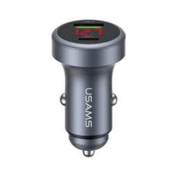 Cargador Auto 45W   USB A / USB C  Gris  Aluminio  CC327  USAMS