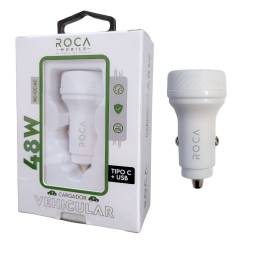 Cargador Inteligente Auto ROCA 48W   USB A + USB CPD (sin Cable)